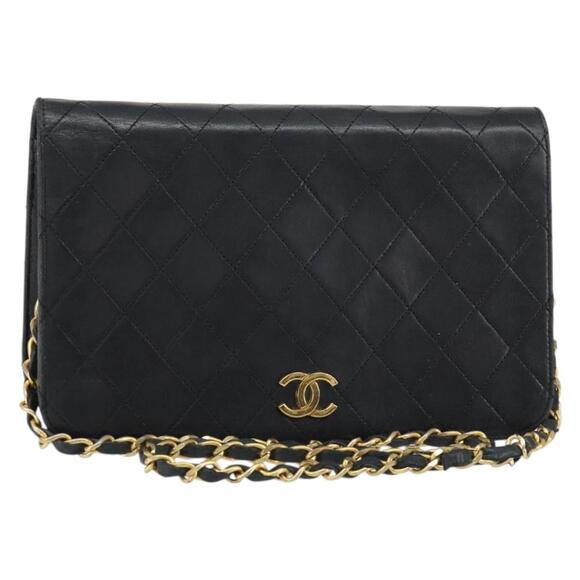 CHANEL Handbags - CHANEL Matelasse Chain Shoulder Bag Lamb Skin Black Gold CC Auth bs31513